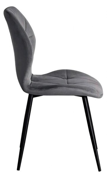 Scaun KEN, gri inchis/negru, stofa catifelata/metal, 47x55x87 cm