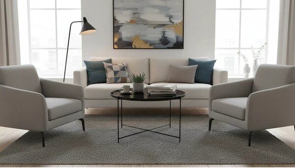 Masuta de cafea KURTIS, negru, sticla/metal, 60x60x40 cm