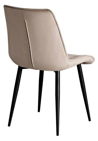 Scaun RON, bej inchis/negru, stofa catifelata/metal, 48x62x87 cm