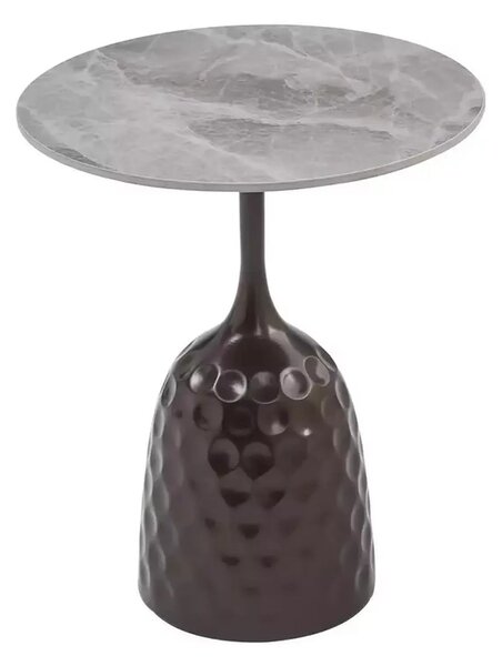 Masuta cafea MUTTI, gri cu imprimeu marmura/bronz antic, ceramica/meta