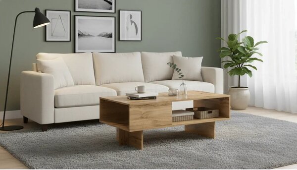 Masuta cafea ZELE, stejar wotan, PAL laminat, 120x60x46 cm