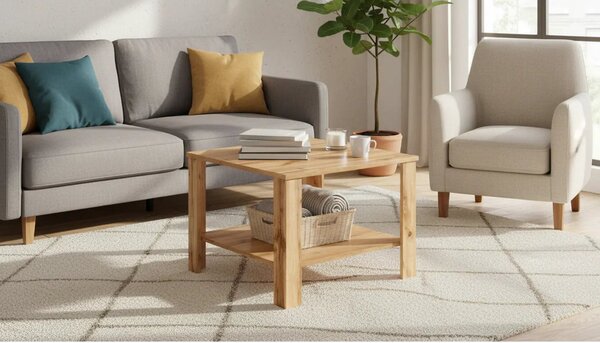 Masuta cafea ODETTE, stejar, PAL, 68x68x48 cm