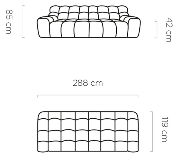 Canapea CAMPILE, personalizabil materiale Gama Premium, 288x119x85 cm