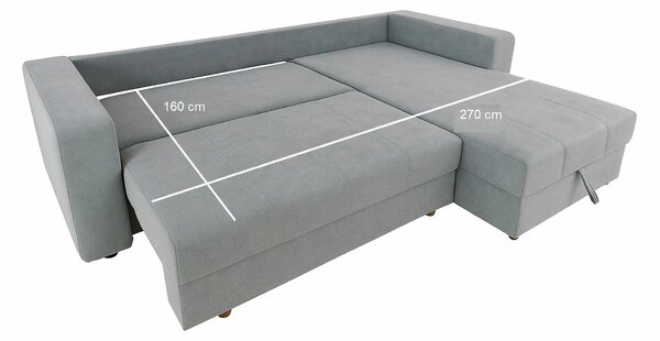 Coltar extensibil ROYAL MATLASAT, sezlong dreapta, stofa clasica gri d