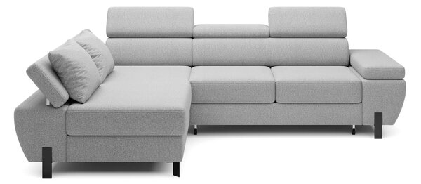 Coltar extensibil MOLINA MINI, sezlong stanga, stofa catifelata gri -