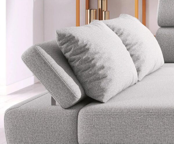 Coltar extensibil MOLINA MINI, sezlong stanga, stofa catifelata gri -