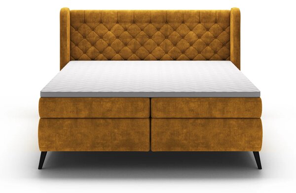 Pat boxspring MADISON 160x200, personalizabil, cu saltele si topper