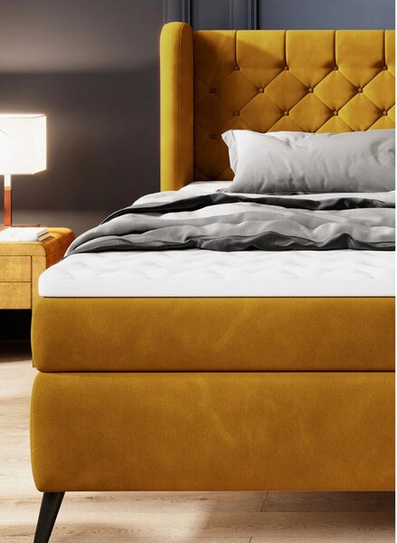 Pat boxspring MADISON 160x200, personalizabil, cu saltele si topper