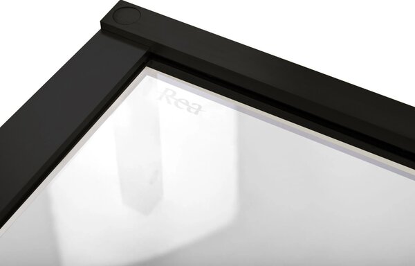 Rea Hugo Double, cabină de duș cu 2 aripi 100 (uşă) x 100 (uşă) x 200 cm, sticlă transparentă de 6 mm, profil negru, REA-K6602
