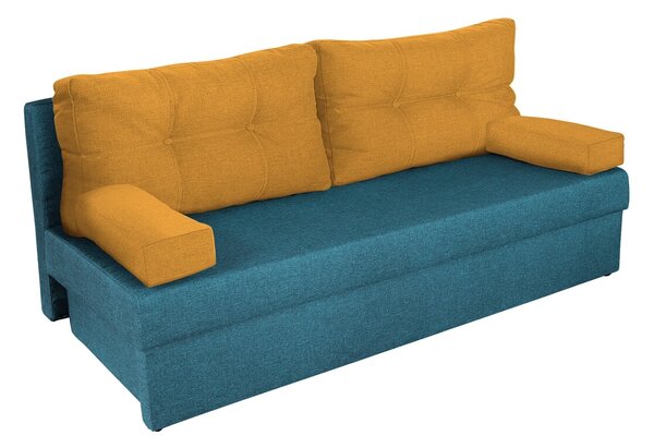 Canapea extensibila Alfi 192x80x77 cm cu lada de depozitare, Dark Turcoaz/Melon