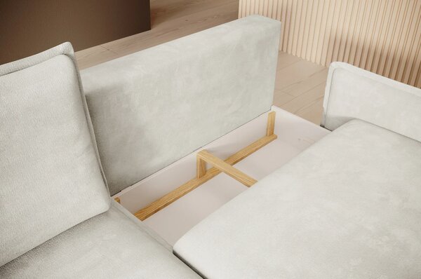 Coltar extensibil GLOSSY, sezlong stanga, stofa catifelata crem - Whis