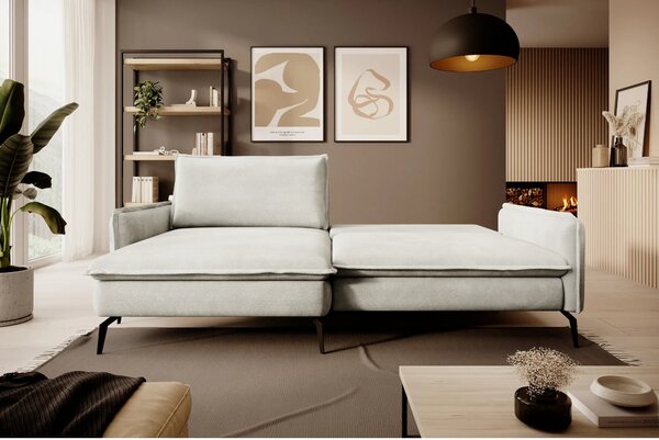 Coltar extensibil GLOSSY, sezlong stanga, stofa catifelata crem - Whis