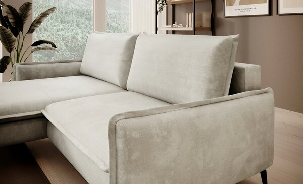 Coltar extensibil GLOSSY, sezlong stanga, stofa catifelata crem - Whis