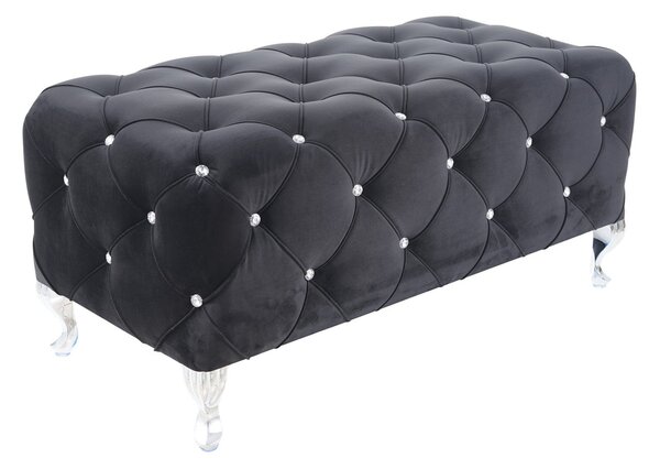 Bancuta HESTIA, catifea negru/argintiu, 100x50x46 cm