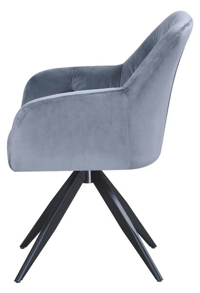 Scaun rotativ MAX, albastru deschis/negru, stofa catifelata/metal, 61x