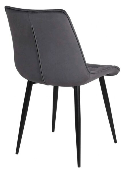 Scaun RON, gri inchis/negru, stofa catifelata/metal, 48x62x87 cm
