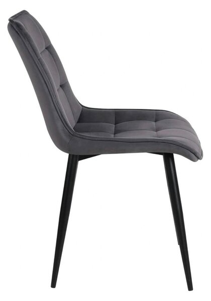 Scaun RON, gri inchis/negru, stofa catifelata/metal, 48x62x87 cm