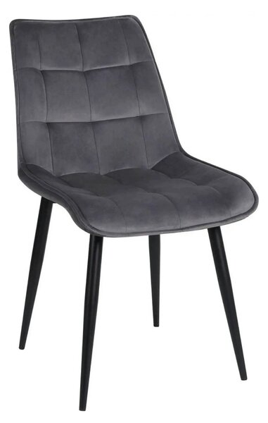 Scaun RON, gri inchis/negru, stofa catifelata/metal, 48x62x87 cm