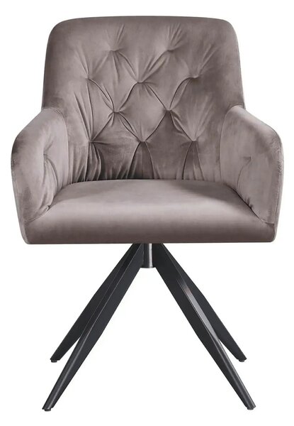 Scaun rotativ MAX, bej inchis/negru, stofa catifelata/metal, 61x61x85