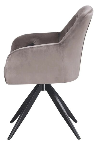 Scaun rotativ MAX, bej inchis/negru, stofa catifelata/metal, 61x61x85