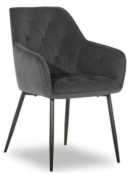 Scaun BEL NEW, gri inchis/negru, stofa catifelata/metal, 58x63x86 cm