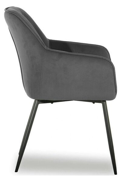 Scaun BEL NEW, gri inchis/negru, stofa catifelata/metal, 58x63x86 cm