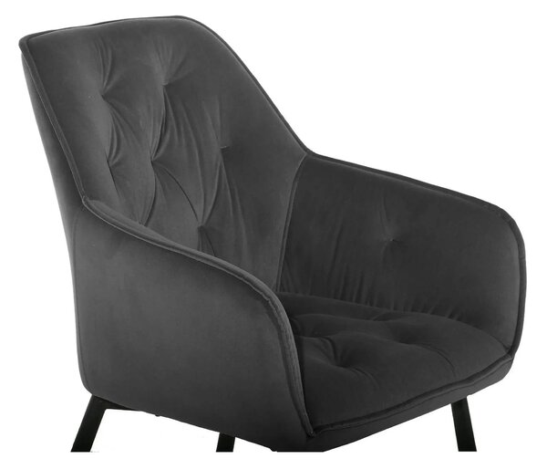 Scaun BEL NEW, gri inchis/negru, stofa catifelata/metal, 58x63x86 cm