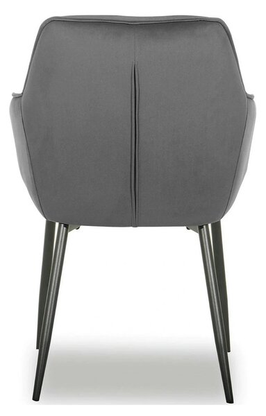 Scaun BEL NEW, gri inchis/negru, stofa catifelata/metal, 58x63x86 cm