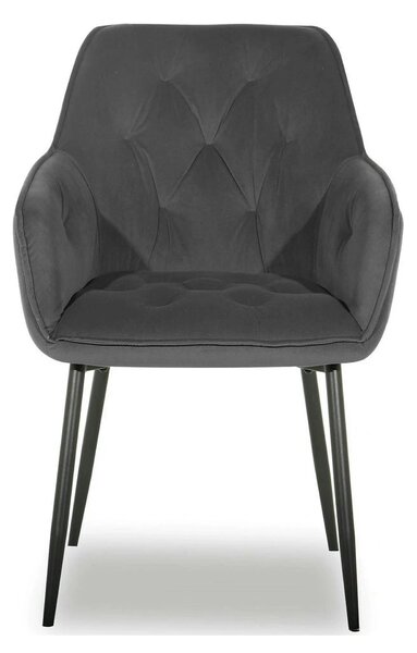 Scaun BEL NEW, gri inchis/negru, stofa catifelata/metal, 58x63x86 cm
