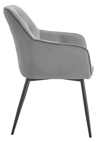 Scaun BEL NEW, gri deschis/negru, stofa catifelata/metal, 58x63x86 cm