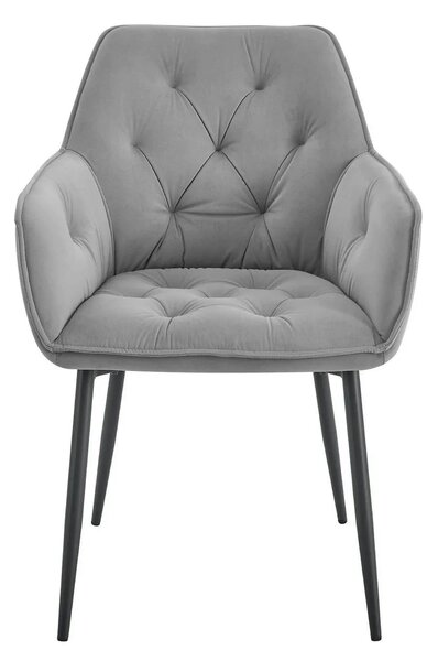 Scaun BEL NEW, gri deschis/negru, stofa catifelata/metal, 58x63x86 cm