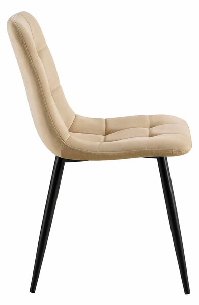 Scaun TED, bej/negru, stofa catifelata/metal, 46x54x88 cm