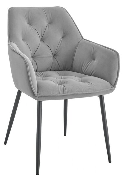 Scaun BEL NEW, gri deschis/negru, stofa catifelata/metal, 58x63x86 cm