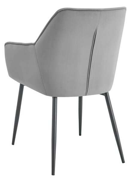 Scaun BEL NEW, gri deschis/negru, stofa catifelata/metal, 58x63x86 cm