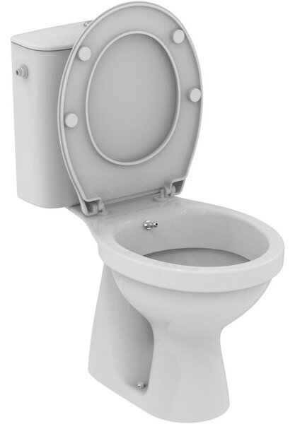Set Vas WC cu bideu pe pardoseala cu rezervor aparent si capac Vidima Ulysse S 37x64 cm evacuare verticala