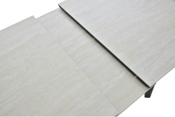 Masa extensibila ARES, bej cu efect de piatra travertin/negru, ceramic