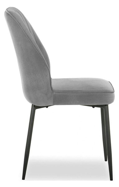 Scaun LEX, gri deschis/negru, stofa catifelata/metal, 47x60x89 cm