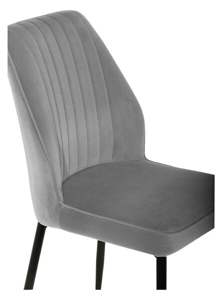 Scaun LEX, gri deschis/negru, stofa catifelata/metal, 47x60x89 cm