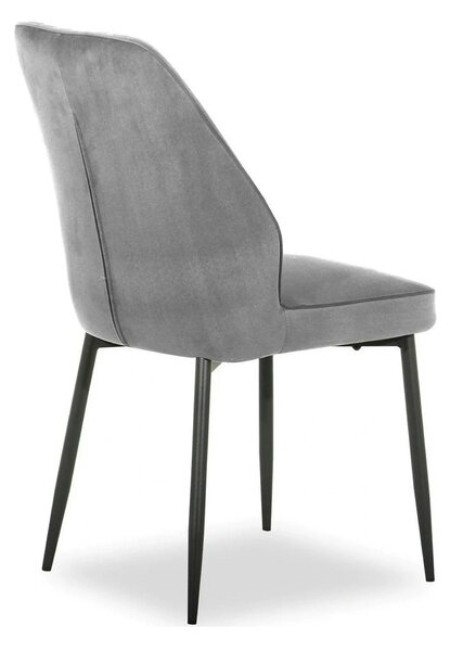 Scaun LEX, gri deschis/negru, stofa catifelata/metal, 47x60x89 cm