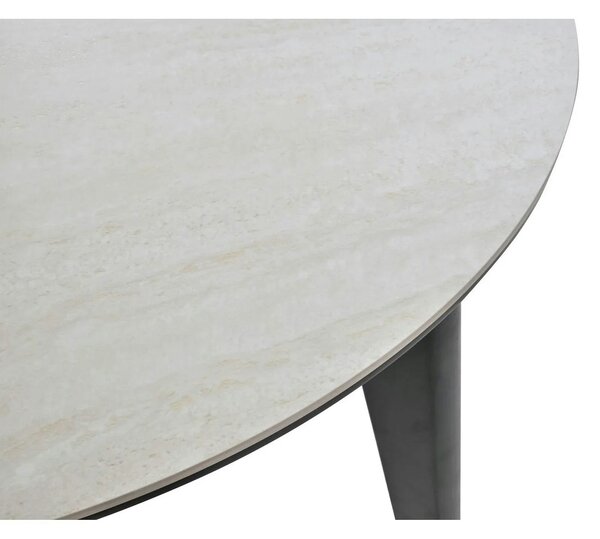 Masa extensibila ARES, bej cu efect de piatra travertin/negru, ceramic
