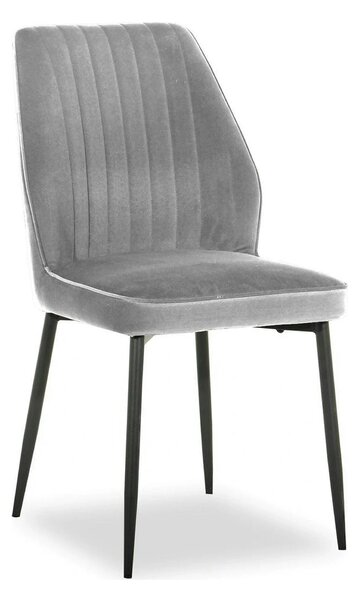 Scaun LEX, gri deschis/negru, stofa catifelata/metal, 47x60x89 cm