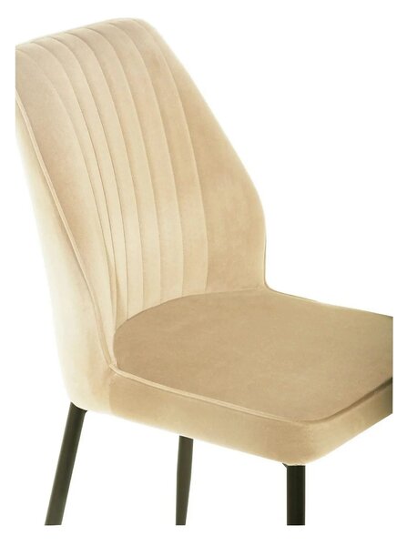 Scaun LEX, bej/negru, stofa catifelata/metal, 47x60x89 cm