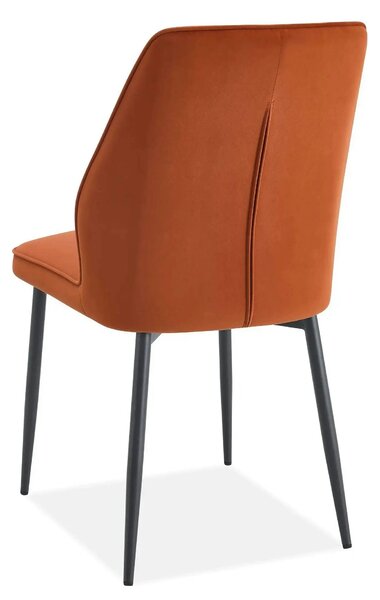 Scaun LEX, caramiziu/negru, stofa catifelata/metal, 47x60x89 cm