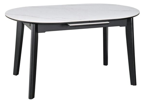 Masa extensibila ARES, alb cu efect de marmura/negru, ceramica/metal