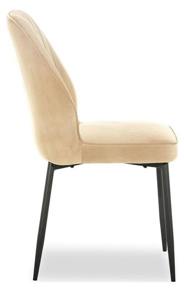 Scaun LEX, bej/negru, stofa catifelata/metal, 47x60x89 cm