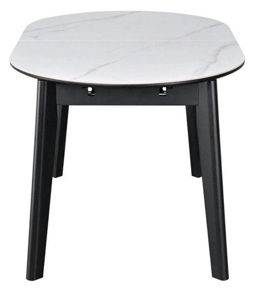 Masa extensibila ARES, alb cu efect de marmura/negru, ceramica/metal