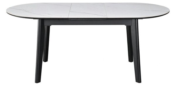 Masa extensibila ARES, alb cu efect de marmura/negru, ceramica/metal