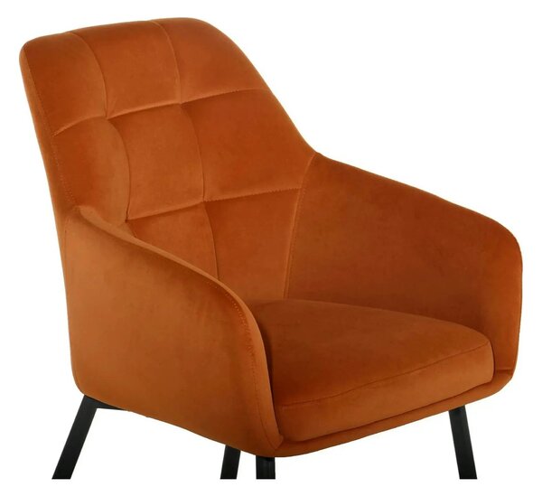 Scaun UGO NEW, caramiziu/negru, stofa catifelata/metal, 58x62x85 cm