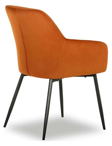 Scaun UGO NEW, caramiziu/negru, stofa catifelata/metal, 58x62x85 cm