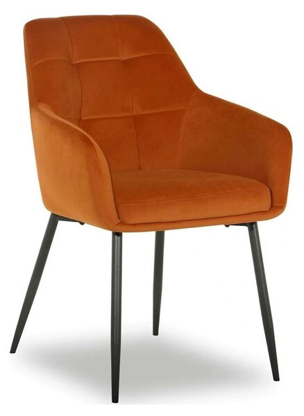 Scaun UGO NEW, caramiziu/negru, stofa catifelata/metal, 58x62x85 cm